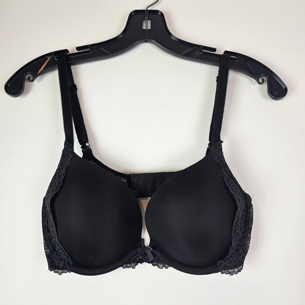 Victoria's Secret Dream Angels Black Lace Trim Push-Up Bra 34D Underwire